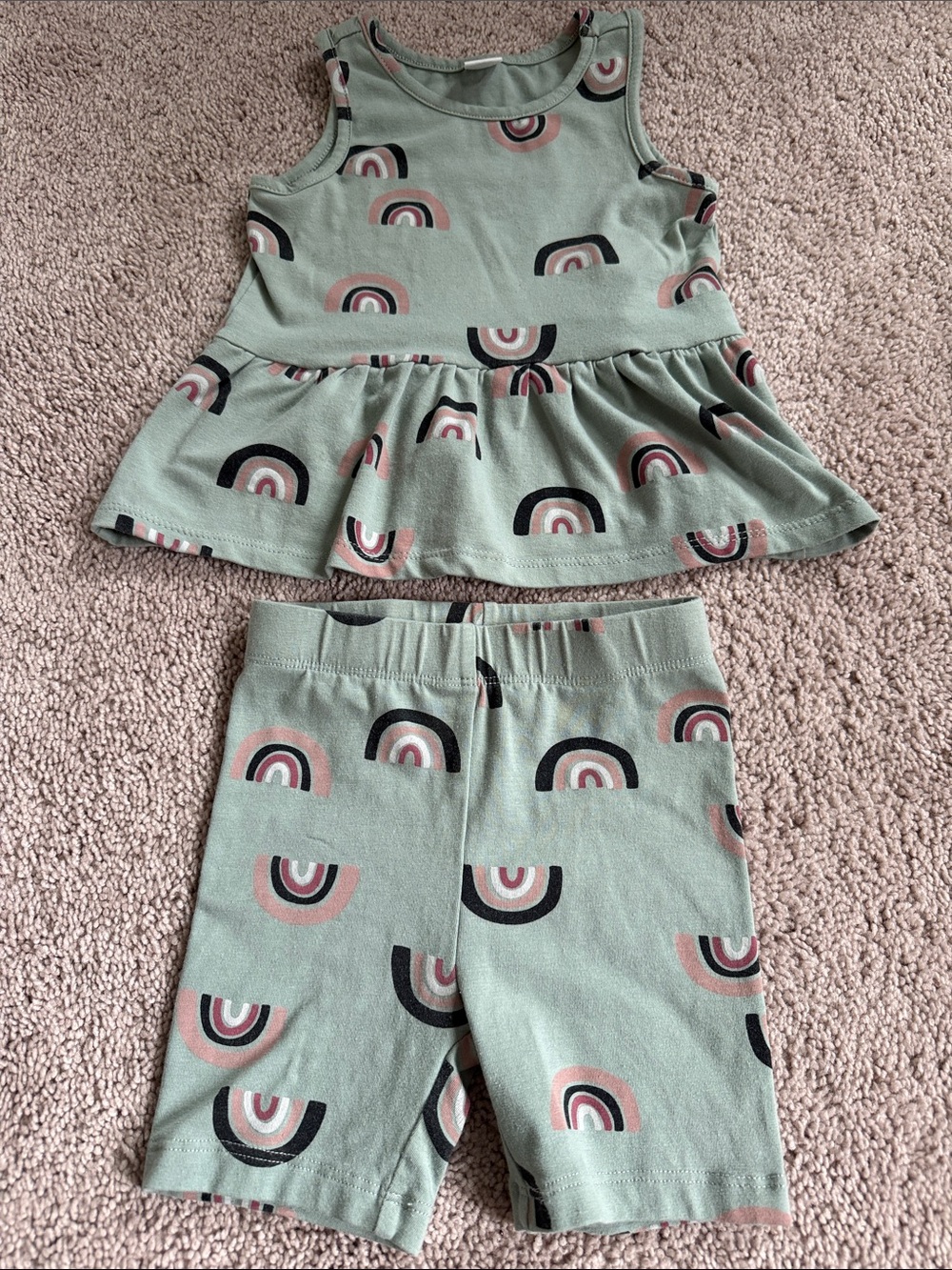 Toddler Two-Piece Mint Green Rainbow Tank + Shorts Set by PL Kids